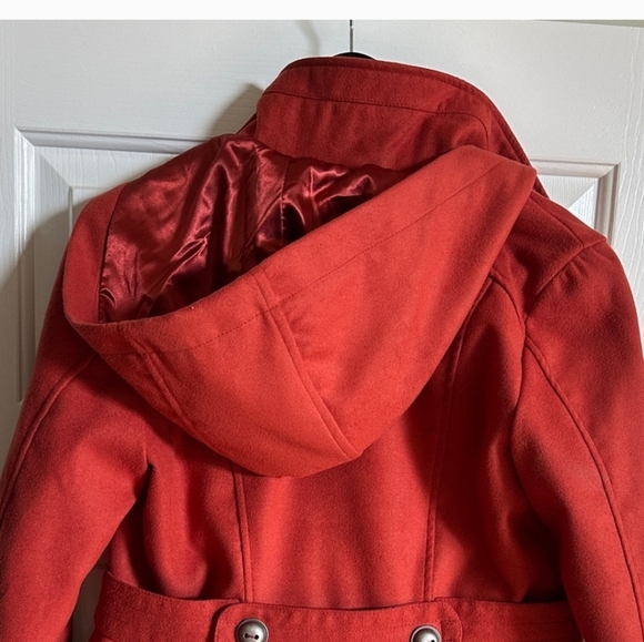Celebrity Pink Women's Double-Breasted Red Pea Coat - Picture 3 of 16